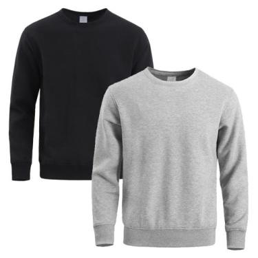 Imagem de Kit 2 Moletom Masculino Liso Treino Frio Gola Careca Slim - Quero Shoe