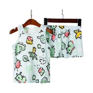 Imagem de Conjunto de Pijamas de Dinossauro para Meninos e Meninas - Colete de V
