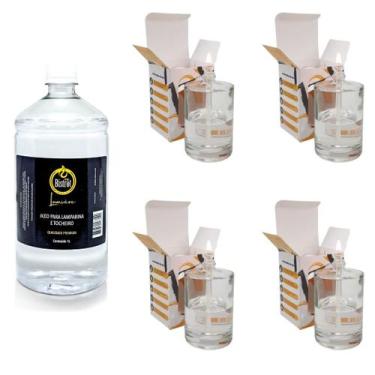 Imagem de Kit 4 Lamparina Cilíndrica + 1 L Fluido Puro - Velas Bistrot