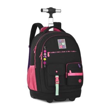 Imagem de Mochila De Rodas Luluca Juvenil Pandinha Escolar Meninas, Preto