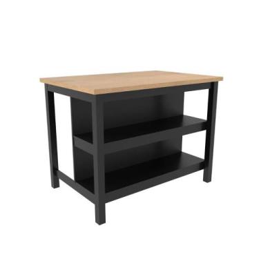 Imagem de Bancada Gourmet Ilha Cozinha c ilumina Ditália 2Prat CD-1019, Preto