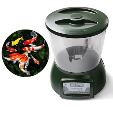 Imagem de AMZTEMU Alimentador automático de peixes de 4,5 L, alimentador automático de peixes para lagos ao ar livre, dispensador automático de peixe, temporizador de alta capacidade para férias e clima quente