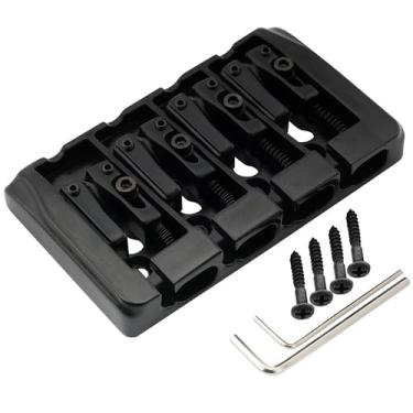 Imagem de Musiclily Pro 19mm Carrinhos com Trava Ponte de Zinco Duro para Baixo 4 Cordas, Preta