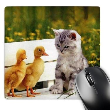 Imagem de 3dRose Mouse pad LLC 20,3 x 20,3 x 0,63 cm, gatinho e pato (mp_571_1)