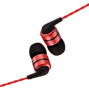 Imagem de SoundMAGIC Fones de ouvido com fio E80C com microfone, estéreo de alta fidelidade, fones de ouvido audiófilos, isolamento de ruído, ajuste confortável, super baixo, preto, vermelho