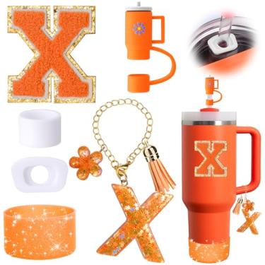 Imagem de Mity rain Conjunto de acessórios de copo laranja de 6 peças para copo Stanley Cup de 850 g 1,134 g com alça, incluindo tampa de cobertura de palha e bota, tampa à prova de derramamento, pingente de