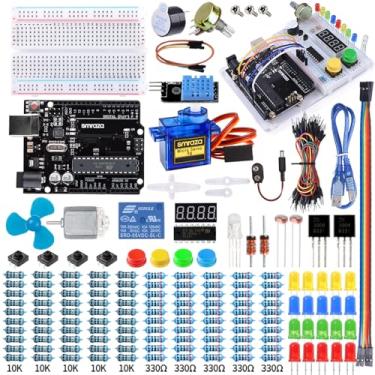 Imagem de Smraza Ultimate Starter Kit com tutorial, suporte para placa de ensão, fios jumper, resistores, motor DC compatível com Arduino R3 Project compatível com Mega 2560 compatível com Nano