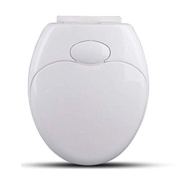 Imagem de Assento sanitário universal para crianças e adultos, com dobradiça ajustável, montado na parte superior, fácil de instalar, tampa para vaso sanitário em forma de o, branco