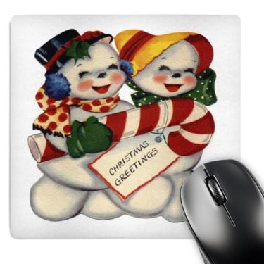 Imagem de 3dRose LLC Mouse pad de boneco de neve e mulher de neve com uma grande bengala de doces (Mp_172805_1)