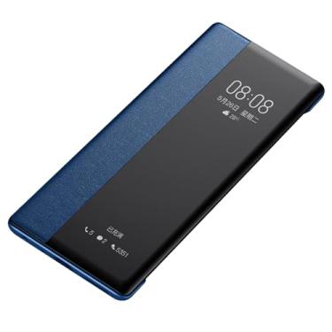 Imagem de HAO RIYLN Capa flip para Honor Magic7/Magic7Pro, capa de negócios ultrafina com janela lateral inteligente à prova de choque, capa de couro, azul, 7