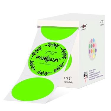 Imagem de Etiquetas adesivas térmicas PARLAIM, 5 cm, redondas, 700 unidades (fluorescentes)