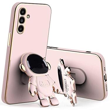 Imagem de Capa compatível com Samsung M55 com suporte de desenho animado de astronauta criativo rosa, capa de silicone à prova de choque para Samsung Galaxy M55 capa protetora fina de TPU macio (rosa)