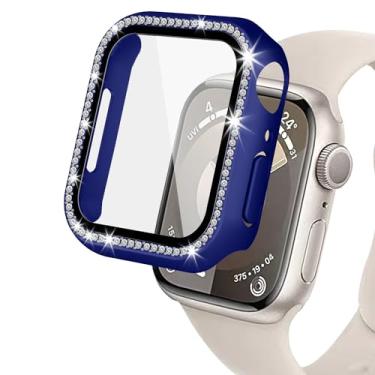 Imagem de (42 mm, Blue Bling Cases Crystal Diamond Bumper Cover com protetor de tela de vidro temperado integrado [2 unidades] para Watch Series 10 42 mm iWatch protetor de tela glitter diamante strass capa