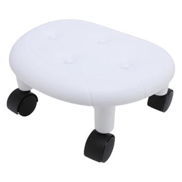Imagem de Bancos baixos com rodinhas, banco ergonômico com rodinhas de altura baixa, banco com rodinhas para serviço pesado com rodinhas baixas, assentos de banco com rodinhas (Branco)