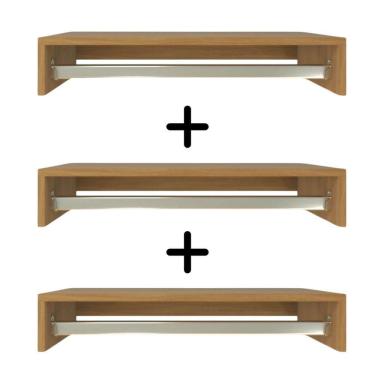 Imagem de Kit 3 Cabideiros De Parede Suspenso 60x25x11,5 Amadeirado