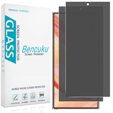 Imagem de Bencuku (Pacote com 2) Protetor de tela de privacidade fosco para Samsung Galaxy S25 Ultra Anti Spy Vidro Temperado, Desbloqueio de Impressão Digital, Anti Reflexo Anti Impressão Digital