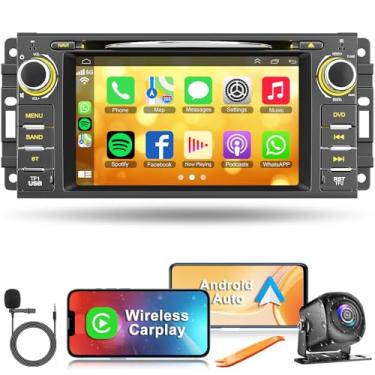 Imagem de Rádio automotivo com leitor de CD/DVD para Dodge RAM 1500 2500 3500 (2009-2012), para Jeep Wrangle/Unlimited (2007-2015), tela sensível ao toque de 17 polegadas, estéreo automotivo com Carplay e