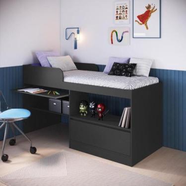 Imagem de Cama Alta Multifuncional Solteiro com Estação de Trabalho 80 Jacarta G