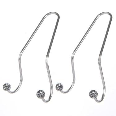 Imagem de MINGZAIQIPEI Decorações de gancho de encosto de cabeça de carro, 2 peças de gancho brilhante, ganchos inoxidáveis cabides de carro e suporte de banco traseiro durável, armazenamento universal (preto