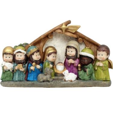 Imagem de Presépio Divertido Em Resina Natal Nascimento Jesus 18x20cm - Genérico