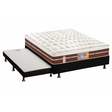 Imagem de Cama Box c/ Auxiliar Casal: Colchão Castor Ensacadas Silver Star Air Híbrido + Base crc Courano Black (138x188)