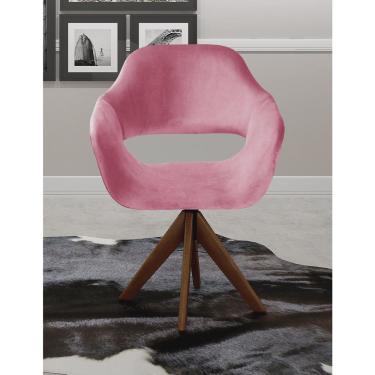 Imagem de Poltrona Decorativa Zara Pé Giratório de Madeira Sala Recepção