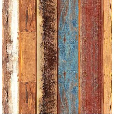 Imagem de Papel De Parede 5m Adesivo Efeito Madeira Colorida Lavável