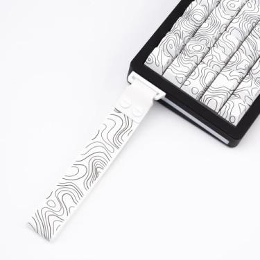 Imagem de GEKUCAP Tiras de teclado com adesivo adequadas para amarrar 60he, tiras brancas com tema topográfico branco para teclado mecânico personalizado 60/61/65/75/87/98