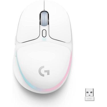 Imagem de Mouse Gamer Sem fio Logitech G705 Aurora Lightspeed RGB Bluetooth USB Branco - 910-006366