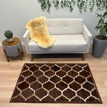 Imagem de Tapete De Couro Marrom 100x150 Folha Contorno Simples