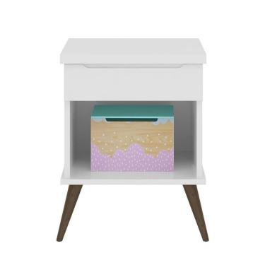 Imagem de Mesa De Cabeceira Infantil Com 1 Gaveta Melinda Branco - Phoenix