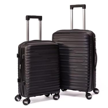 Imagem de Kit Mala De Viagem 23Kg E 10Kg Polipropileno 8 Rodas 360 Tamanho Conjunto Pequena Bordo Padrão Anac E Media Para Despachar Rígida Leve Resistente (PRETO, 2-Peças (P/M))