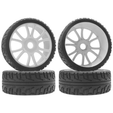 Imagem de ShareGoo 1/8 RC Buggy Off Road Tires and Wheels Rim 17mm Drive Hex Compatible with Arrma Typhon Kyosho Losi VRX Redcat Tamiya HPI 1/8 RC Off Road Buggy (White)