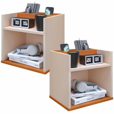 Imagem de Kit 2 Mesa de Cabeceira Mini Cômoda Mesinha Lateral Cama Quarto Nicho 