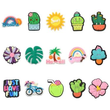 Imagem de Ipotkitt 30 peças de contas de plástico de PVC focais focais de verão formas mistas Havaí cacto coco praia contas de borracha para fazer joias faça você mesmo, chaveiro, pulseira, colar, bolsa de