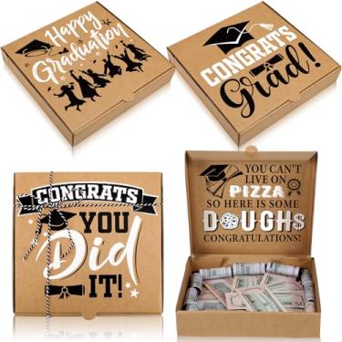 Imagem de Leinuosen 3 caixas de pizza de formatura 2025, caixa de papelão de papel kraft de 24 x 24 cm, caixa de papelão impressa de feliz formatura, lembrancinhas de festa de formatura e suprimentos de