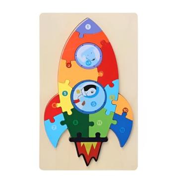 Imagem de Quebra-Cabeça De Madeira 3d Infantil Educativo Lúdico (Foguete)