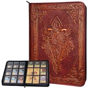 Imagem de Trading Card Binder - 9 Pocket Album w Zipper - 360 Side Loading Folder for TCG - 3D PU Leather - For MTG, Disney Lorcana Trading Card Game, Magic The Gathering, Pokemon - Book Accessories Gift (Red)