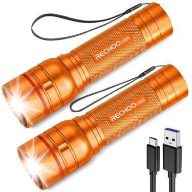 Imagem de Lanternas recarregáveis de alto lúmens, luz de flash super brilhante G1000, pacote com 2, pequena lanterna de LED com zoom com 3 modos de iluminação, lanterna portátil para itens essenciais de