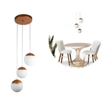 Imagem de Luminaria De Teto Pendente Mesa De Jantar Sala Globo De Vidro Fosco Le