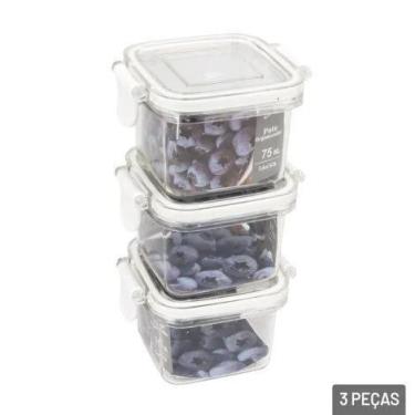 Imagem de Pote De Plástico Organizador Com Tampa Quadrado 2 Peças 75ML - Y 888