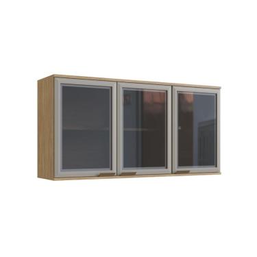 Imagem de Armário De Cozinha 3 Portas Vidro Fumê Casablanca Casamia