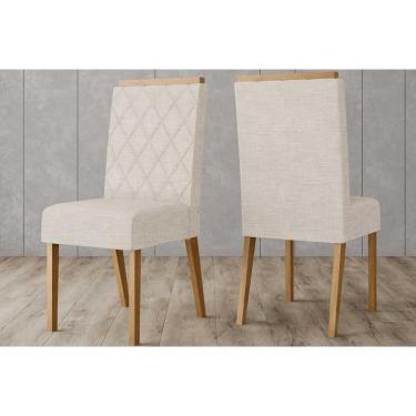 Imagem de Cadeira Sala De Jantar Nina Kit 2 Un Nature-veludo Light Linho - Henn