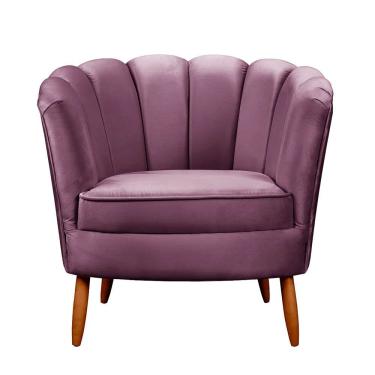 Imagem de Poltrona Ariel Petala Decorativa Com Pés De Madeira Speciale Home Roxo