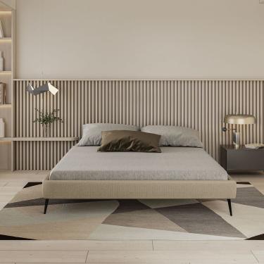 Imagem de Base Bi Partida Slim Casal Em Linho Sem Cabeceira Skybox Cor Bege