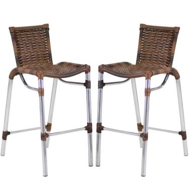 Imagem de 2 Banqueta Alumínio Fortaleza Alta Para Balcão, Cozinha, área Argila