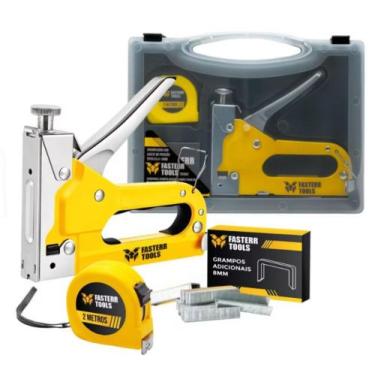 Imagem de Kit Jogo de Grampeador Tapeceiro Pinador Alta Pressão 3 Em 1 Resistent