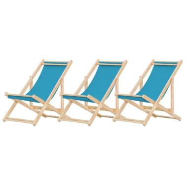 Imagem de Kit 3 Cadeira Espreguiçadeira Dobrável S-b-azul