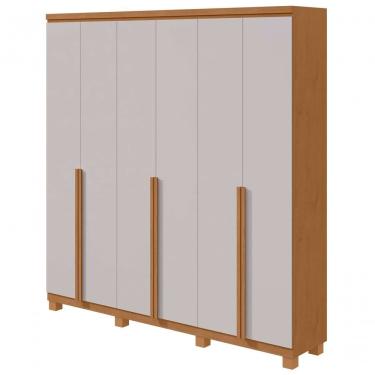Imagem de Guarda-roupas Casal Alonzo 6 Portas 4 Gavetas Sem Espelho 100% Mdf Com Pés - Lopas Amendoa Clean/off White