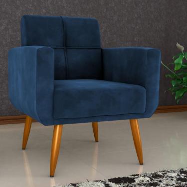 Imagem de Poltrona Decorativa Para Sala Lilian Veludo Azul